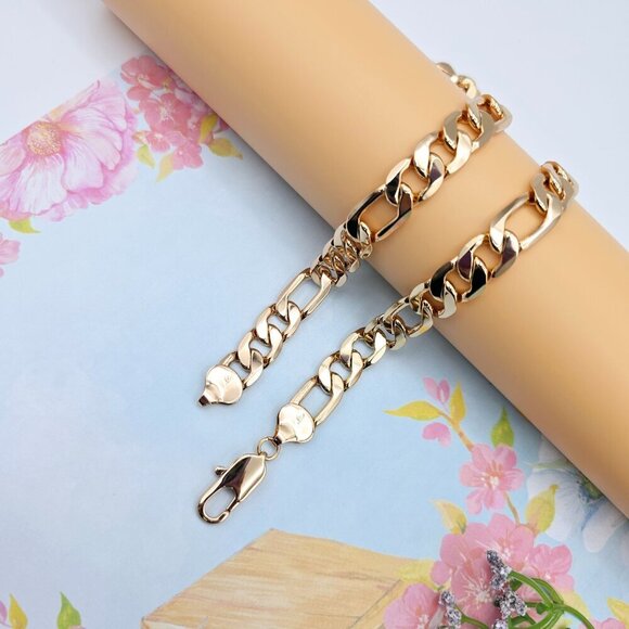 "Thick Rose Gold Figaro Chain Necklace for Men & Women, 24 Inch, XPNL0085 - Picture 8 of 12